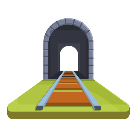 Tunnel mountain icon, cartoon styleのイラスト素材