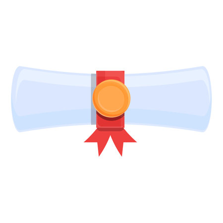 Graduation paper diploma icon, cartoon styleのイラスト素材