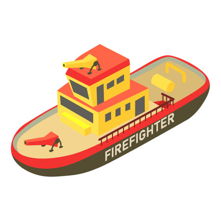 Firefighter ship icon, isometric styleのイラスト素材