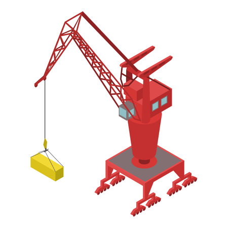 Port container crane icon, isometric styleのイラスト素材