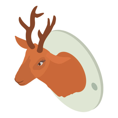 Hunting deer head icon, isometric styleのイラスト素材
