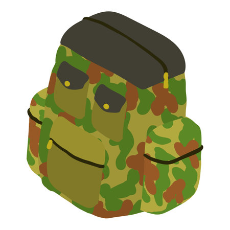 Hunting backpack icon, isometric styleのイラスト素材