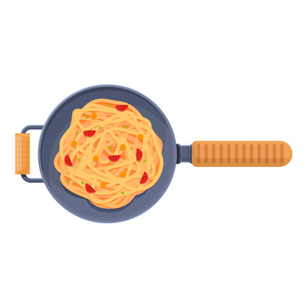 Food wok pan icon, cartoon styleのイラスト素材