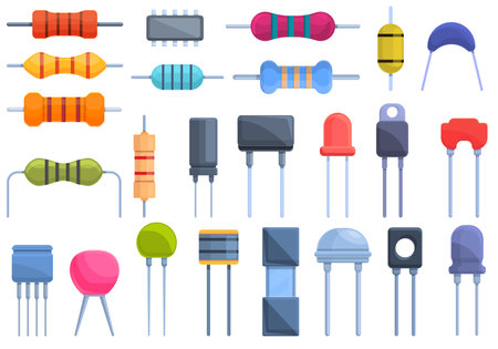 Resistor icons set, cartoon styleのイラスト素材