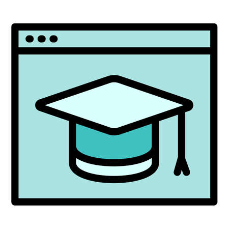 Interactive learning web page icon, outline styleのイラスト素材