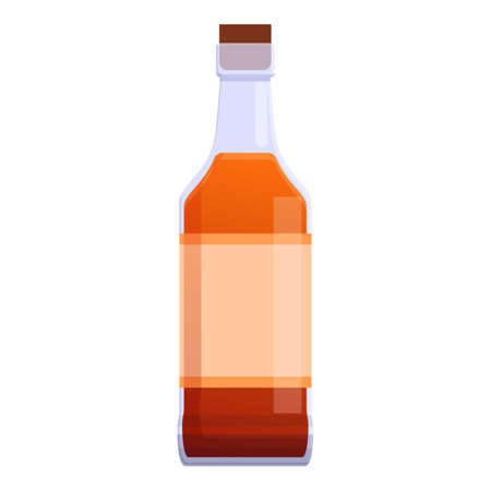 Bourbon alcohol bottle icon, cartoon styleのイラスト素材