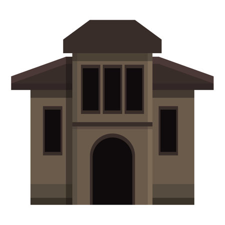Creepy house icon, cartoon styleのイラスト素材
