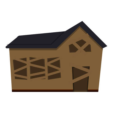 Building creepy house icon, cartoon styleのイラスト素材
