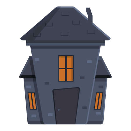 Trick creepy house icon, cartoon style