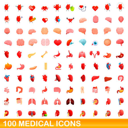100 Medical Icons Set Cartoon Styleのイラスト 素材 ストックフォト 写真素材のstock Foto ストックドットフォト
