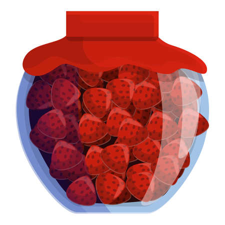 Canned strawberry icon, cartoon styleのイラスト素材