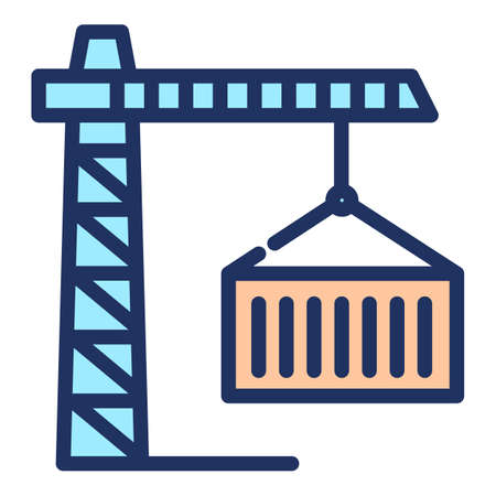 Marine port crane icon. Outline marine port crane vector icon for web design isolated on white backgroundのイラスト素材