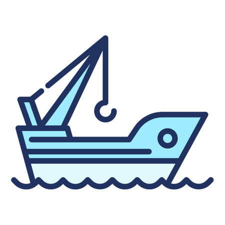 Marine port crane ship icon. Outline Marine port crane ship vector icon for web design isolated on white backgroundのイラスト素材