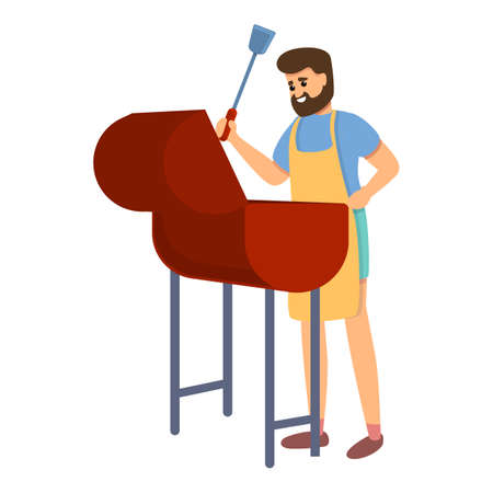 Weekend bbq icon. Cartoon of Weekend bbq vector icon for web design isolated on white backgroundのイラスト素材