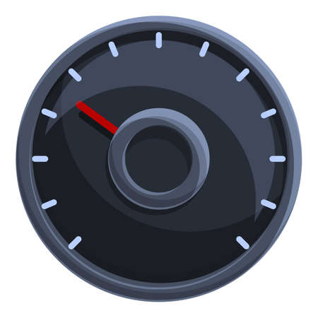 Car red arrow speedometer icon. Cartoon of Car red arrow speedometer vector icon for web design...