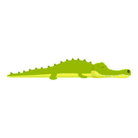 Sleeping crocodile icon. Cartoon of Sleeping crocodile vector icon for web design isolated on white backgroundのイラスト素材