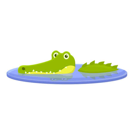 Crocodile in river icon. Cartoon of Crocodile in river vector icon for web design isolated on white backgroundのイラスト素材