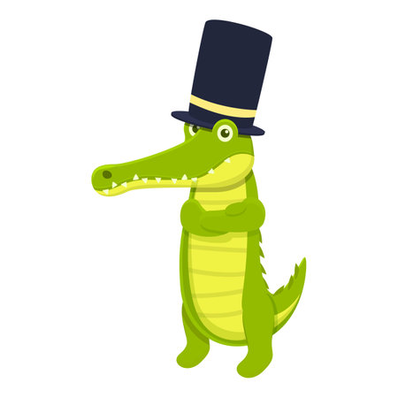Top hat crocodile icon. Cartoon of Top hat crocodile vector icon for web design isolated on white backgroundのイラスト素材