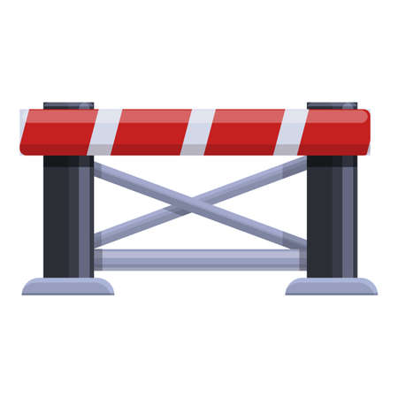 Railroad barrier gate icon. Cartoon of Railroad barrier gate vector icon for web design isolated on white backgroundのイラスト素材