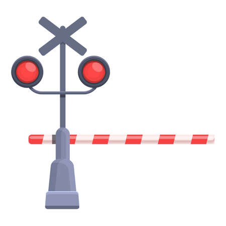 Railroad barrier traffic lights icon. Cartoon of Railroad barrier traffic lights vector icon for web design isolated on white backgroundのイラスト素材