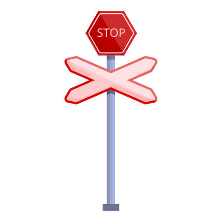 Railroad stop sign icon. Cartoon of Railroad stop sign vector icon for web design isolated on white backgroundのイラスト素材