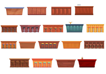 Bar counter icons set. Cartoon set of bar counter vector icons for web designのイラスト素材