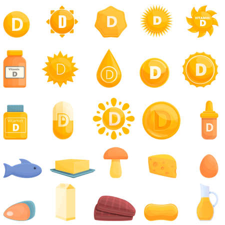 Vitamin D icon. Cartoon of vitamin D vector icon for web design isolated on white backgroundのイラスト素材