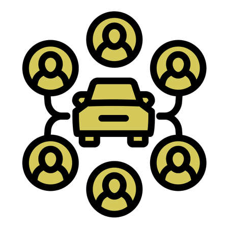 Scheme car sharing icon. Outline Scheme car sharing vector icon for web design isolated on white backgroundのイラスト素材