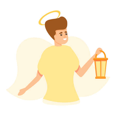 Angel icon. Cartoon of angel vector icon for web design isolated on white backgroundのイラスト素材