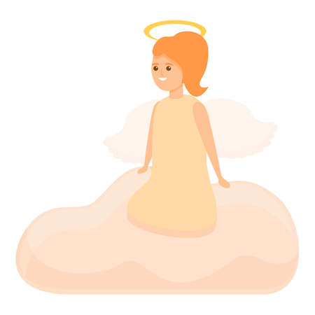 Cloud angel icon. Cartoon of cloud angel vector icon for web design isolated on white backgroundのイラスト素材
