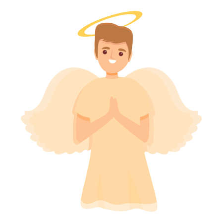 Angel boy icon. Cartoon of angel boy vector icon for web design isolated on white backgroundのイラスト素材