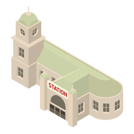 Express railway station icon. Isometric of Express railway station vector icon for web design isolated on white backgroundのイラスト素材