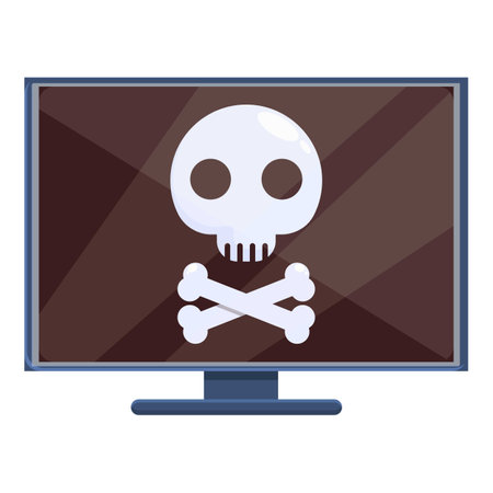 Hacked pc icon. Cartoon of Hacked pc vector icon for web design isolated on white backgroundのイラスト素材