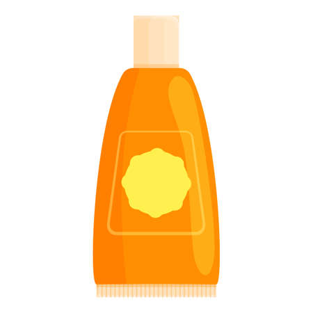 Sunscreen bottle icon. Cartoon of Sunscreen bottle vector icon for web design isolated on white backgroundのイラスト素材