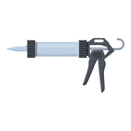 Steel silicone caulk gun icon. Cartoon of Steel silicone caulk gun vector icon for web design isolated on white backgroundのイラスト素材