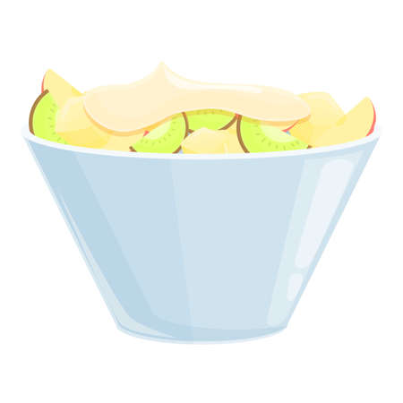 Bowl fruit salad icon. Cartoon of Bowl fruit salad vector icon for web design isolated on white backgroundのイラスト素材