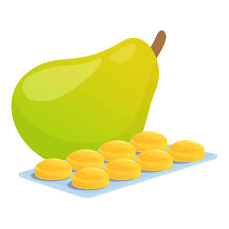 Pear cough drops icon. Cartoon of Pear cough drops vector icon for web design isolated on white backgroundのイラスト素材
