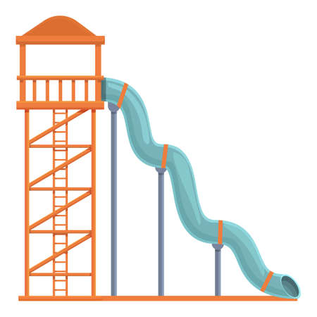 Water park plastic pipe icon. Cartoon of Water park plastic pipe vector icon for web design isolated on white backgroundのイラスト素材