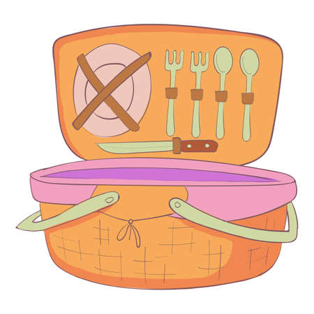 Food basket icon. Cartoon and flat of Food basket vector icon for web design isolated on white backgroundのイラスト素材