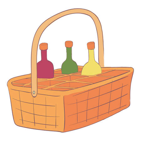 Wicker drink basket icon. Cartoon and flat of Wicker drink basket vector icon for web design isolated on white backgroundのイラスト素材