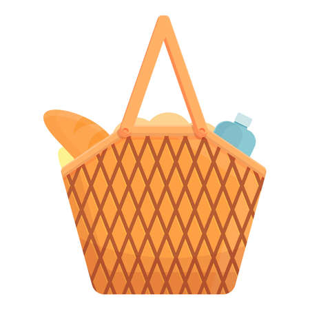 Nature picnic basket icon. Cartoon and flat of Nature picnic basket vector icon for web design isolated on white backgroundのイラスト素材