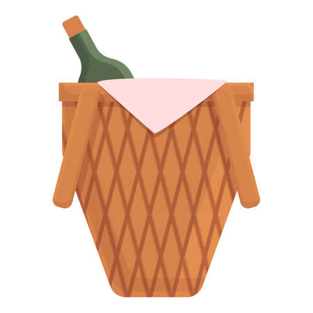 Drink picnic basket icon. Cartoon and flat of Drink picnic basket vector icon for web design isolated on white backgroundのイラスト素材