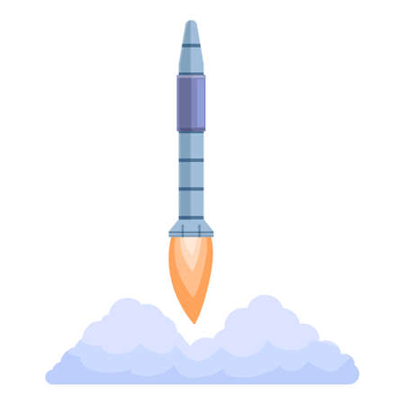 Spacecraft rocket launch icon. Cartoon of Spacecraft rocket launch vector icon for web design isolated on white backgroundのイラスト素材