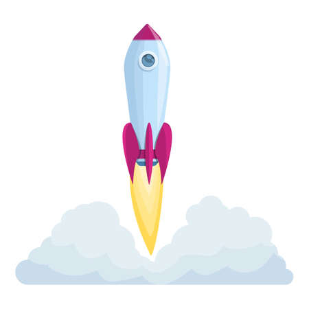 Spacecraft launch crash icon. Cartoon of Spacecraft launch crash vector icon for web design isolated on white backgroundのイラスト素材