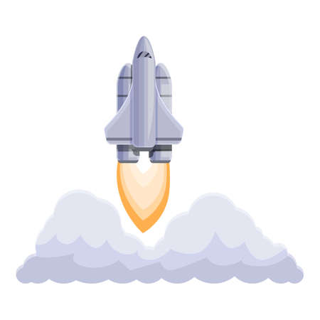 Spacecraft launch shuttle icon. Cartoon of Spacecraft launch shuttle vector icon for web design isolated on white backgroundのイラスト素材