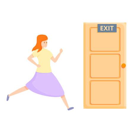 Exit door evacuation icon. Cartoon of Exit door evacuation vector icon for web design isolated on white backgroundのイラスト素材
