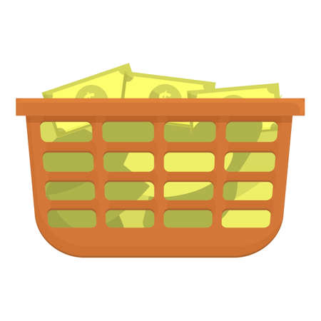 Cash basket anti-money laundry icon. Cartoon of Cash basket anti-money laundry vector icon for web design isolated on white backgroundのイラスト素材