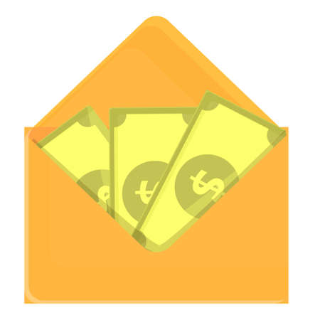 Dollar cash envelope icon. Cartoon of Dollar cash envelope vector icon for web design isolated on white backgroundのイラスト素材