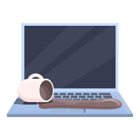 Coffee laptop repair icon. Cartoon of Coffee laptop repair vector icon for web design isolated on white backgroundのイラスト素材