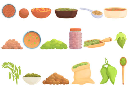 Lentil icons set. Cartoon set of lentil vector icons for web designのイラスト素材